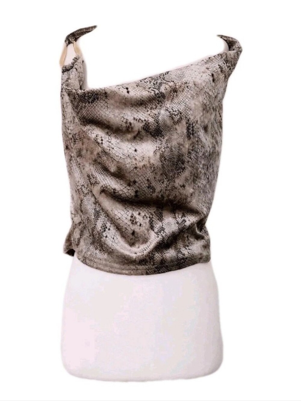 Windsor Snake Print Cowl Neck Polyester Top in Taupe